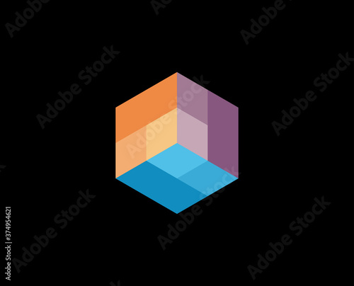 isometric logo design concept cube.box,colors