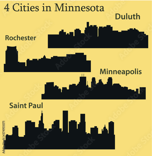 Set of 4 city in Minnesota ( Saint Paul, Minneapolis, Rochester, Duluth )