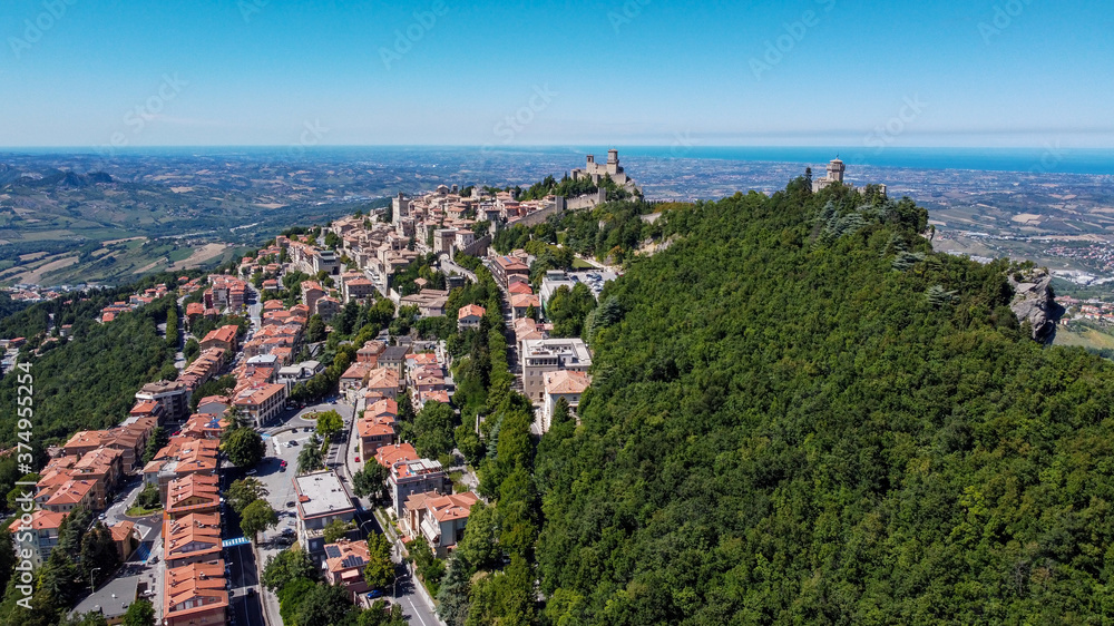 Aerial View Of San Marino An Independant State In Northern Italy 