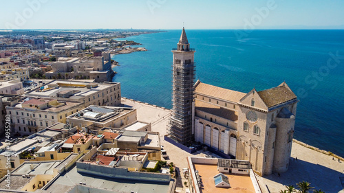 Tablou pe pânză Aerial view of Trani in the southeastern region of Apulia in Italy - Cathedral o