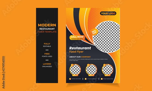 Restaurant advertising flyers templates and realistic looking menu design 