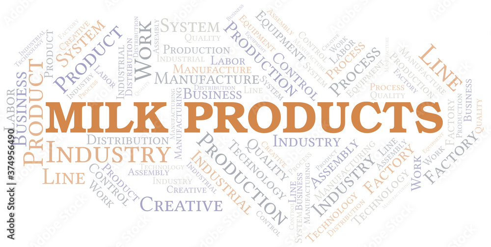 Obraz premium Milk Products word cloud create with text only.