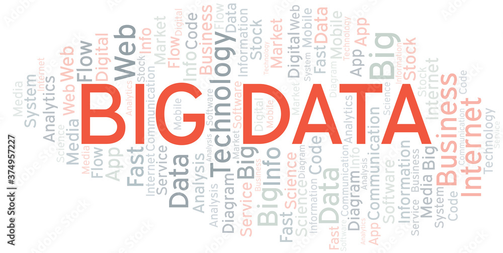 Fototapeta premium Big Data vector word cloud, made with text only.