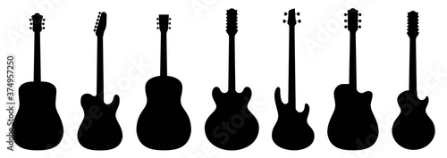 Fotografie, Tablou Guitar silhouettes set