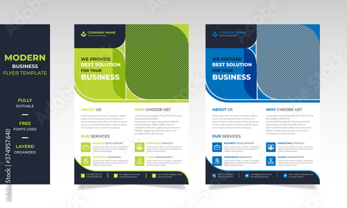 green modern corporate business radius flyer template design 