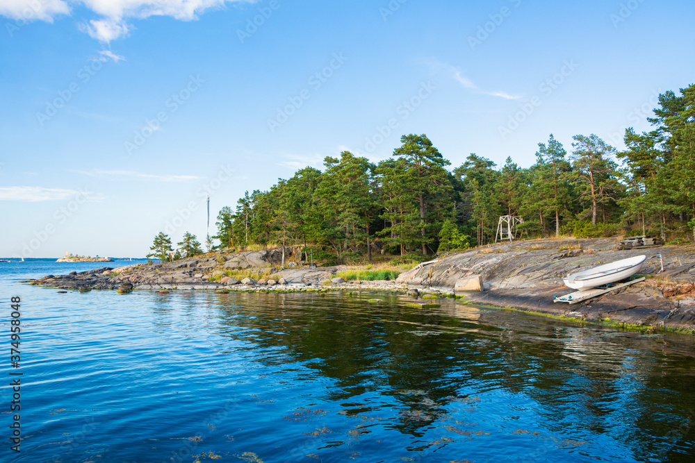 Obraz premium Coastal view of The Island Lokgrund in summer, Kirkkonummi, Finland