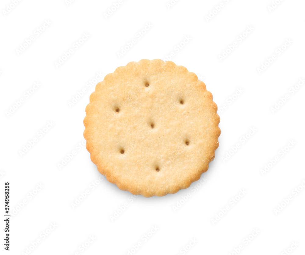 Delicious crispy cracker isolated on white, top view Delicious crispy cracker isolated on white, top view