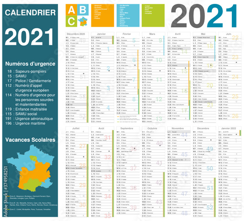 Calendrier 2021 14 mois avec vacances scolaires officielles 2021 2022 entièrement modifiable via calques et texte arial