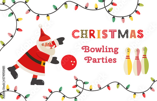 Template Design Poster Christmas bowling vector