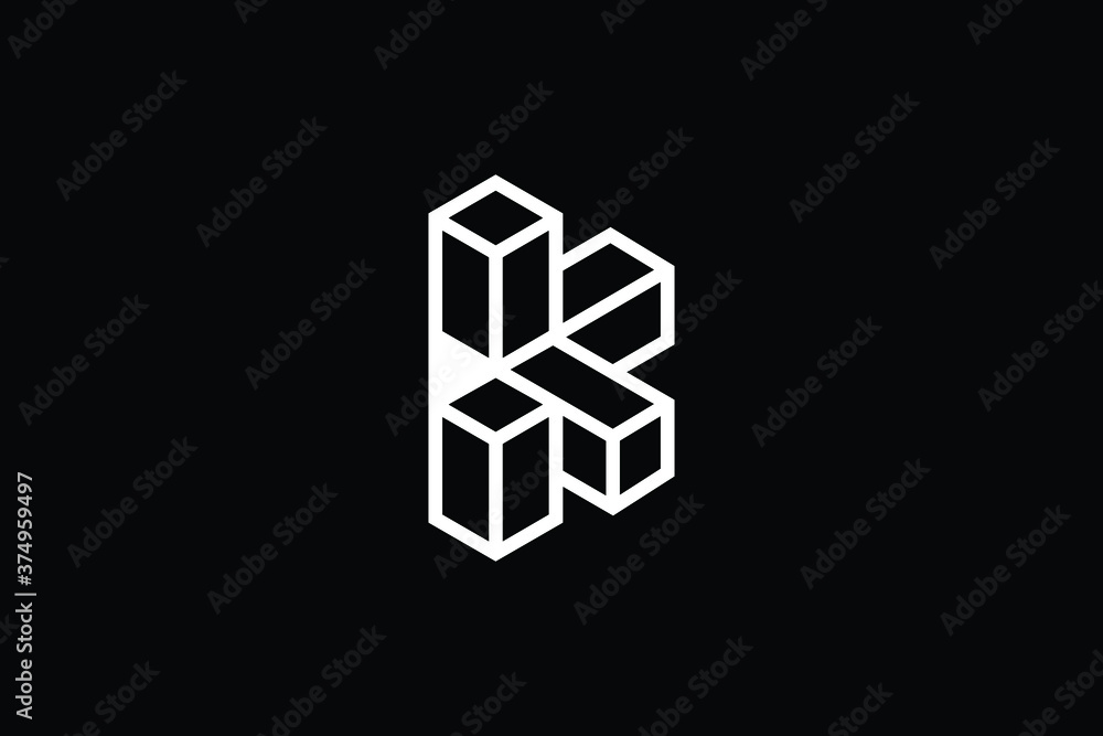 Minimal Innovative 3D Initial K logo and KK logo. Letter K KK creative elegant Monogram. Premium Business logo icon. White color on black background