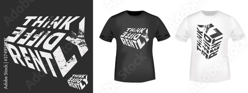 Think Differently quote typography for t-shirt print stamp, tee applique, fashion slogans, badge, label clothing, jeans, and casual wear. Vector illustration