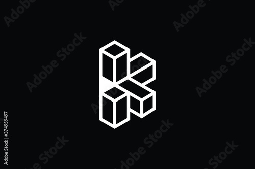 Minimal Innovative 3D Initial K logo and KK logo. Letter K KK creative elegant Monogram. Premium Business logo icon. White color on black background