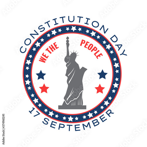 Constitution Day in United States is celebrated in September 17. Patriotic banner, poster, vector. Citizenship Day in north America. Colors of USA flag on the illustration.