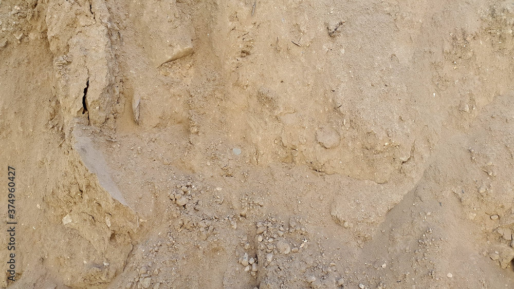 Sand surface. Loose sand. Sand. Grainy texture