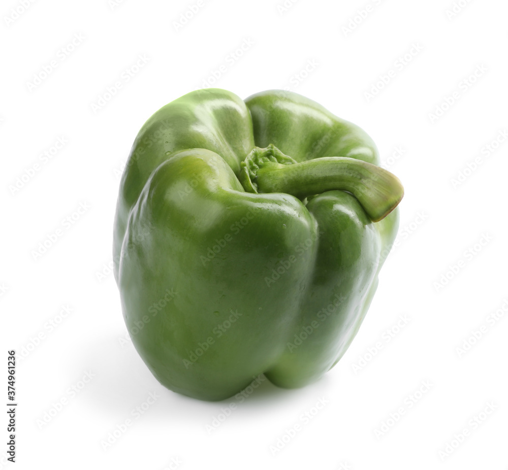 Fresh ripe green bell pepper isolated on white Fresh ripe green bell pepper isolated on white