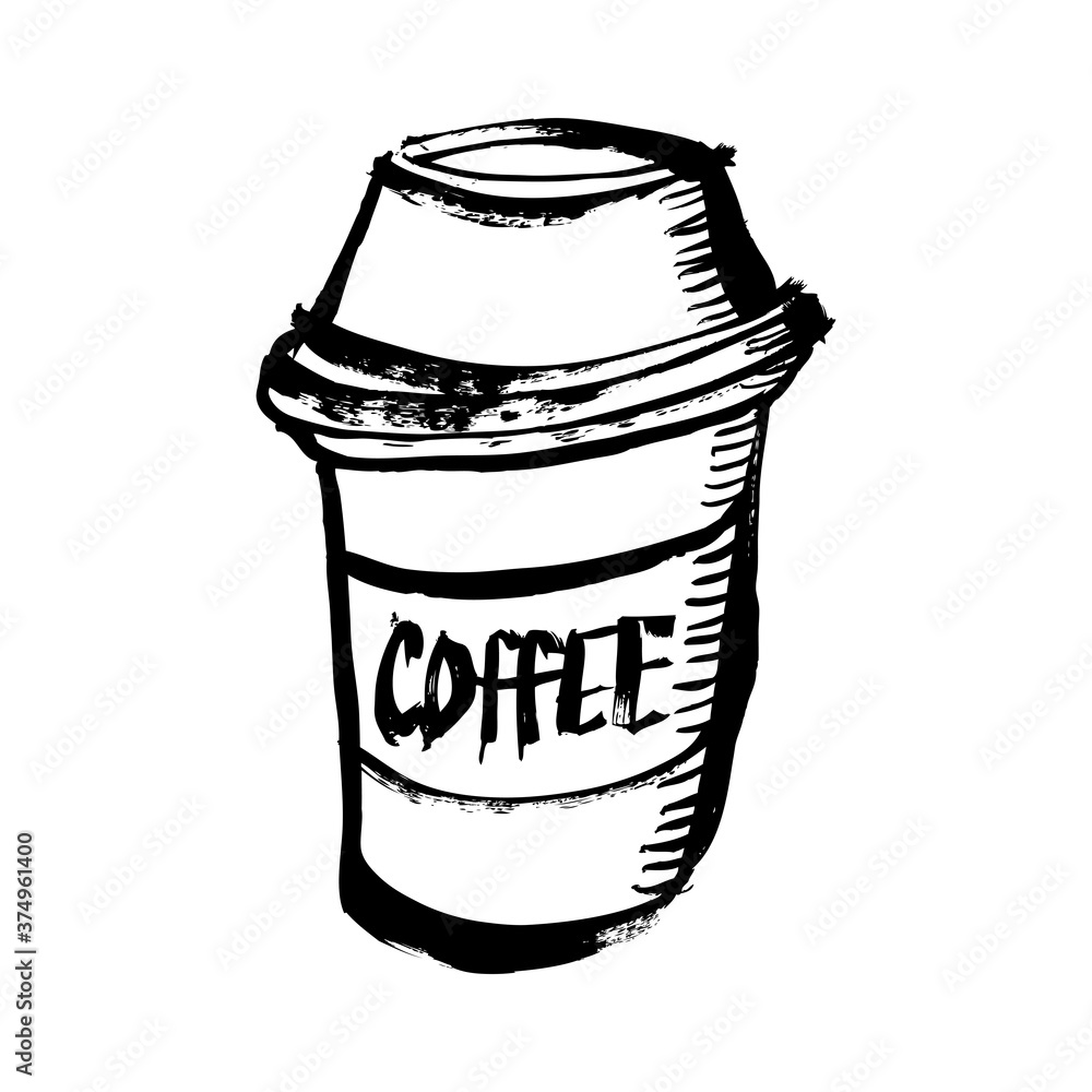 Coffee Cup. Grunge Ink Illustration. Coffee Cup. Grunge Ink Illustration.