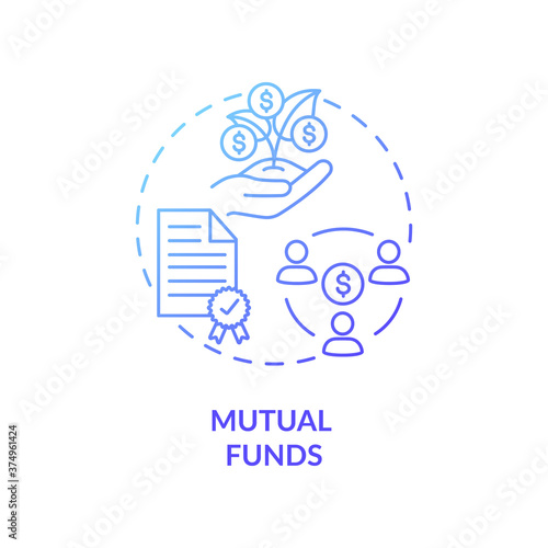 Mutual funds concept icon. Stock market trading, collective investment capital idea thin line illustration. Assets diversification. Vector isolated outline RGB color drawing