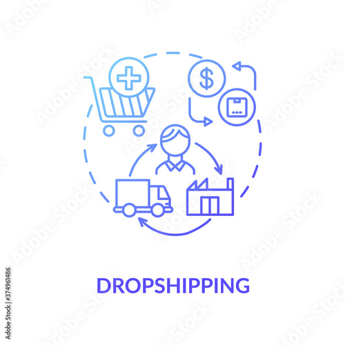 Dropshipping concept icon. Small transportation business, entrepreneurship idea thin line illustration. Cargo storage and delivery service. Vector isolated outline RGB color drawing