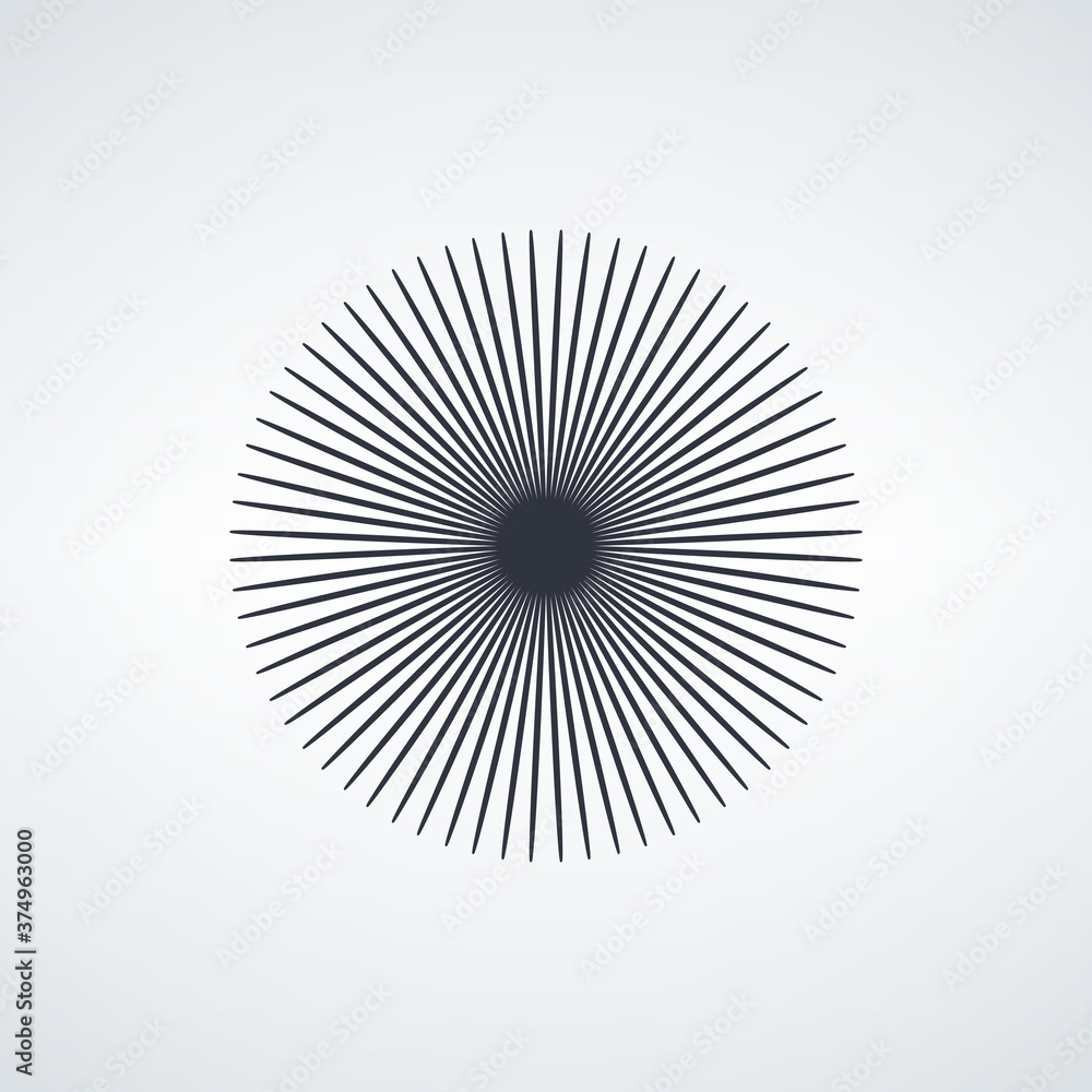 Sunburst Sun Ray Vector, Hipster Black Sunburst Shine Design, Stock vector illustration isolated on white background.