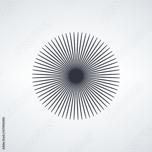 Sunburst Sun Ray Vector, Hipster Black Sunburst Shine Design, Stock vector illustration isolated on white background.