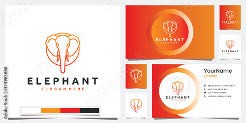 set logo technology with head elephant line art style logo design inspiration