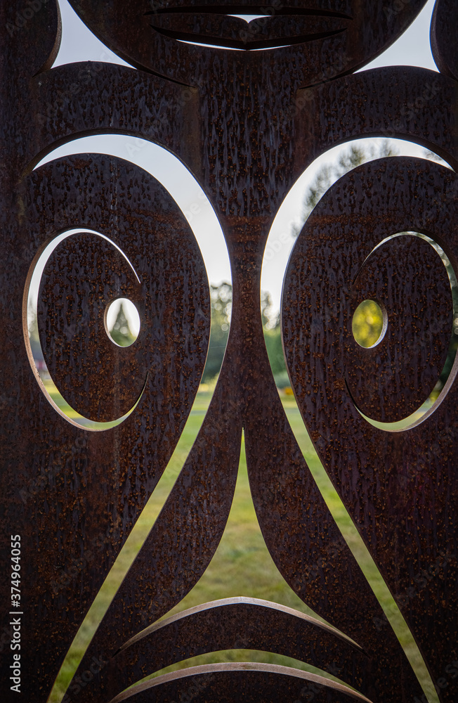 Closeup of metal face, abstract Fort Langley