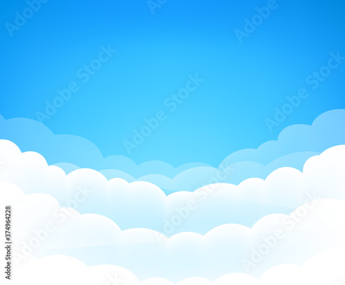 Blue sky with cute white clouds background for video conference design Free Vector