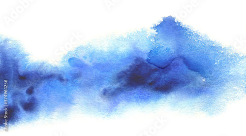 Abstract color watercolor ink blot horizontal painting background. Isolated on white.