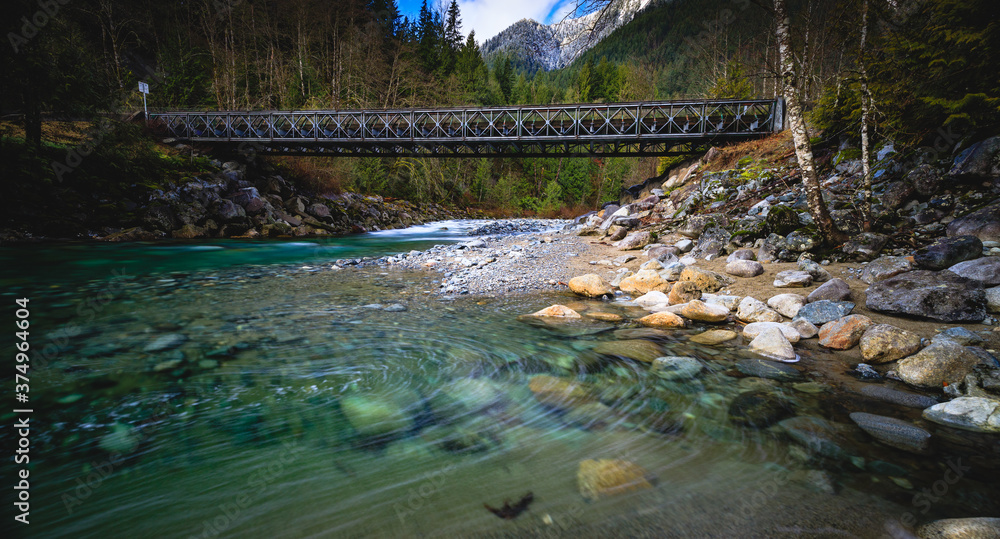 Gold creek bridge water swirls long exposure