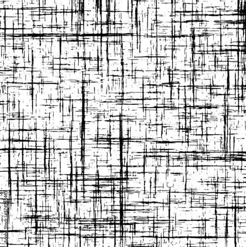 Black checked textured, transparent background. Scratch, grunge. Vertical and horizontal strokes. For texture, overlay, montage, shading. Abstract vector illustration, eps 10. Easy to recolor.