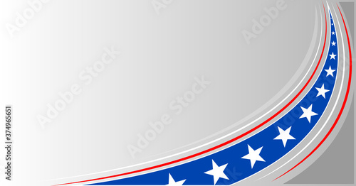 American abstract flag banner background wave pattern with an empty space for text.	