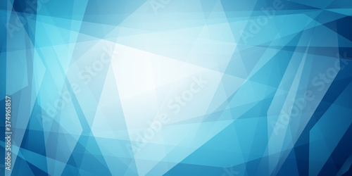 Abstract background of straight intersecting lines and translucent polygons in blue colors