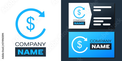 Logotype Refund money icon isolated on white background. Financial services, cash back concept, money refund, return on investment, currency exchange. Logo design template element. Vector.