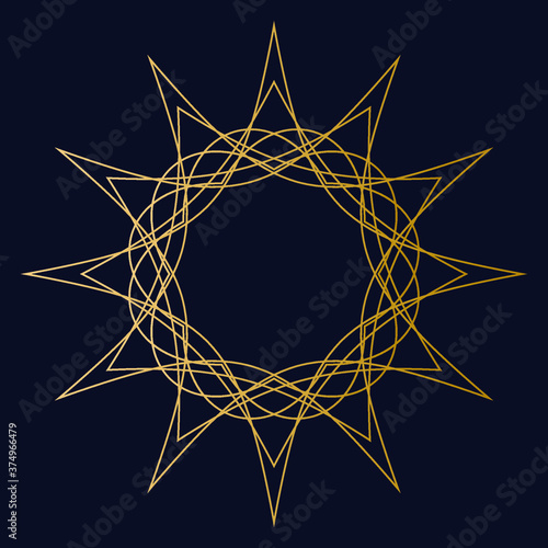 Art Deco Vintage Design Elements in gold with dark blue background
