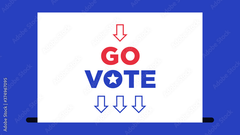 White ballot with text Go Vote. Election of the President or Government, polling day in USA White ballot with text Go Vote. Election of the President or Government, polling day in USA