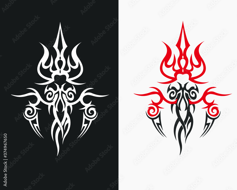 Trishul tattoo tribal style design, trident tribal tattoo graphic trendy  design. Stock Vector | Adobe Stock