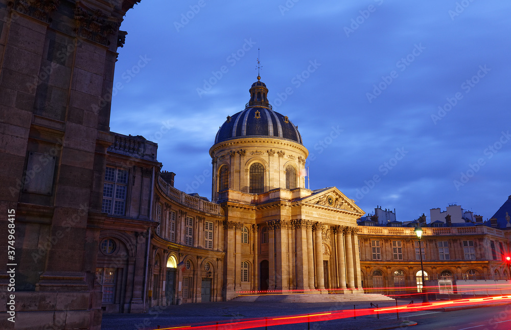 The French Academy at night , Paris, France.