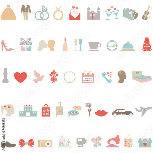 wedding icons on a white background