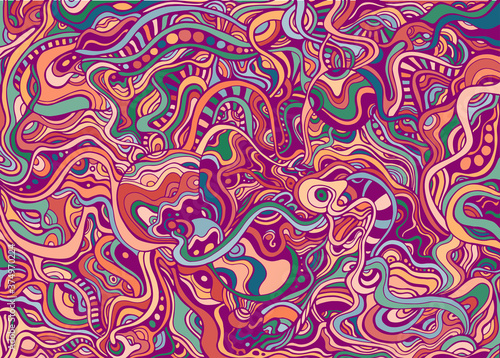 Cheerful bright juicy summer abstract retro hippie psychedelic background.