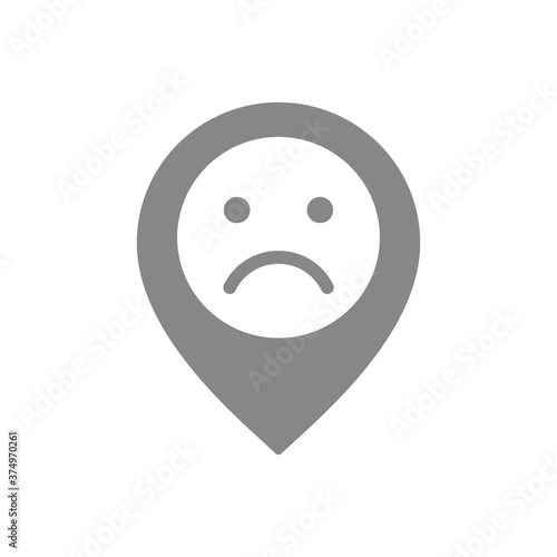 User Profile With Sad Face Grey Icon. Sad Rating, Dislike