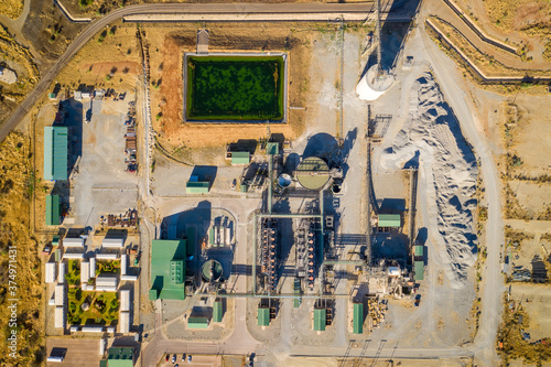 Aerial view of a platinum mine in Rustenburg, South Africa