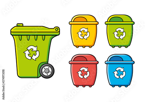 Recycling wheelie trash bins or dumpsters isolated