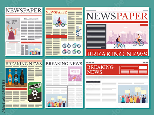 news papers communication set columns pattern