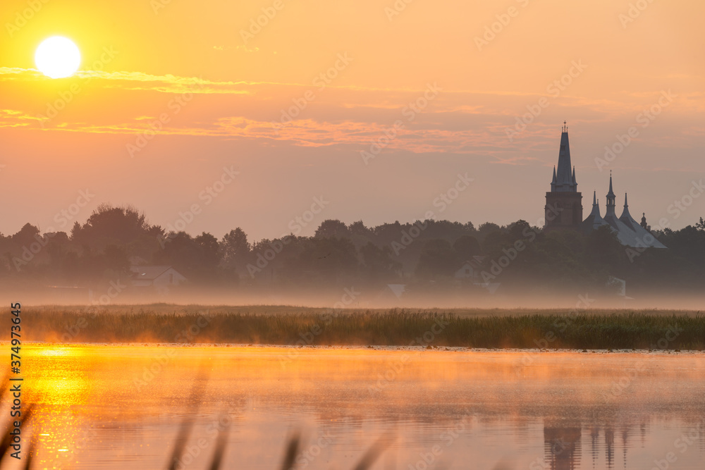 Foggy sunrise over the village of Popowo Foggy sunrise over the village of Popowo