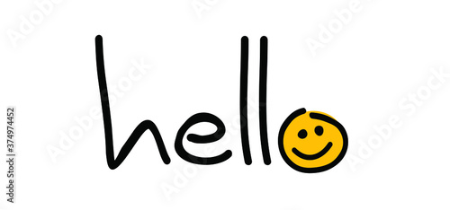 slogan hello. World hello day sign. You welcome. November 21. Funny cartoon drawing greeting phrase. Relaxing and chill, motivation and inspiration message concept. Possitive emotions quotes. Say hey.