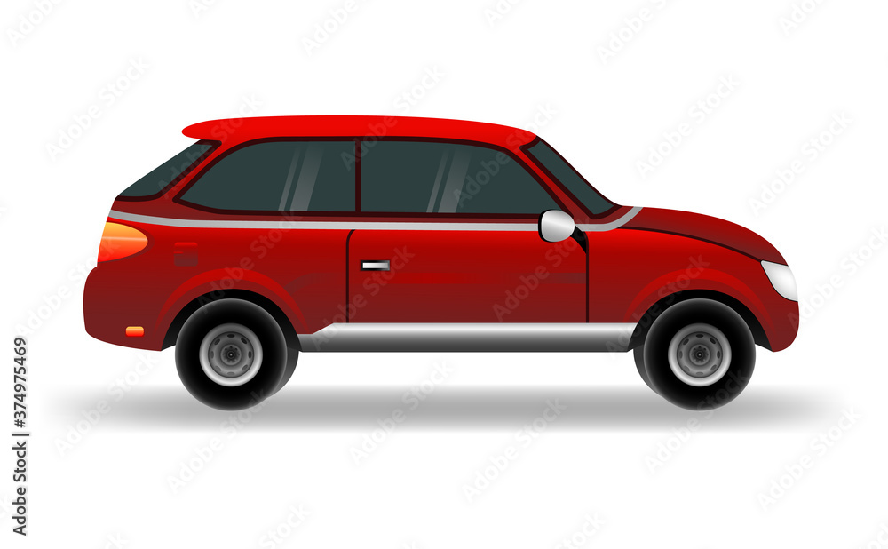Flat vector cartoon style illustration of urban car. Car vector mock-up