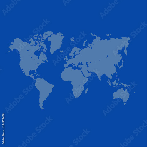 Fototapeta Naklejka Na Ścianę i Meble -  Continents.  Map of the continents of the world.  Location of countries. Image of land.  Countries on a blue background.  World map.  Earth. Planet from space. Atlas.