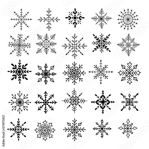 Vector set of snowflakes. Icon  template  design. New Year or winter items. Isolated on white background snowflakes. EPS 10