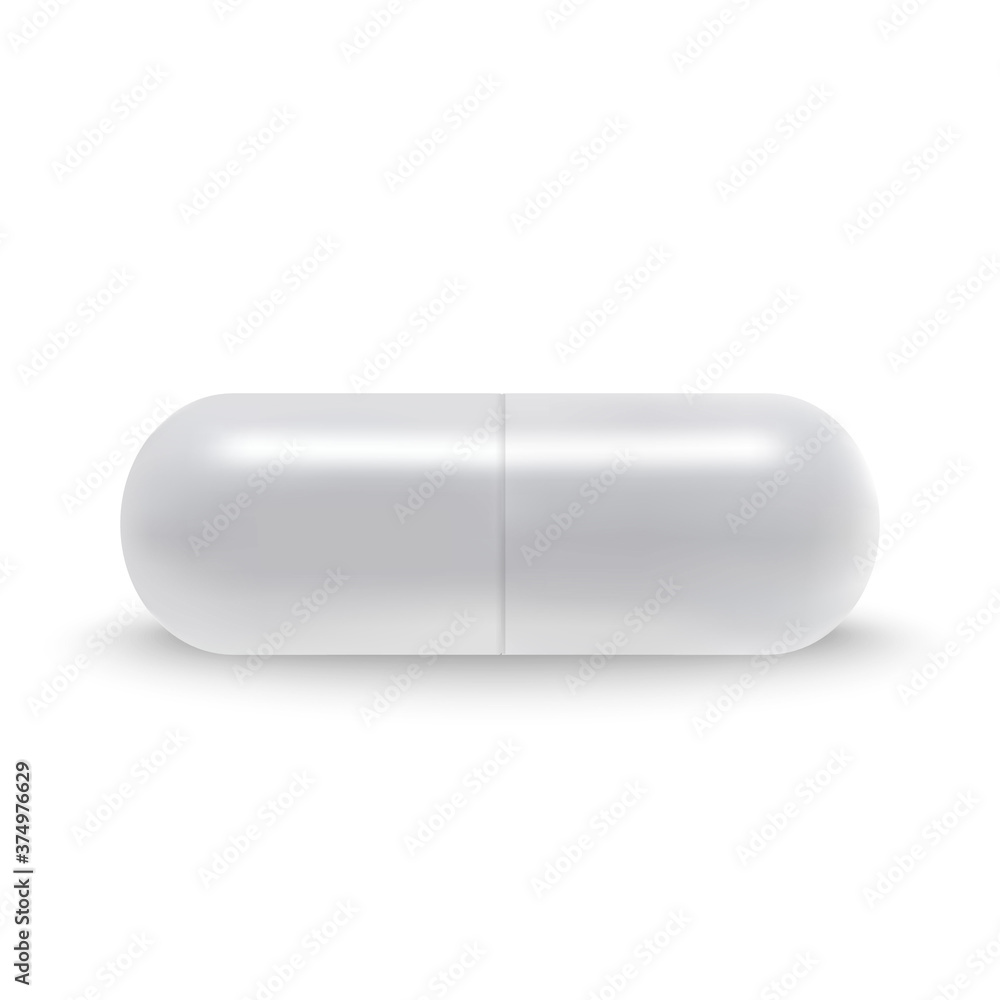 3d Realistic White Medical Pill capsule