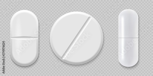 3d Realistic White Medical Pill